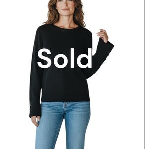 Chico's Button Detail lightweight long sleeve pullover Sweater Black Size Small